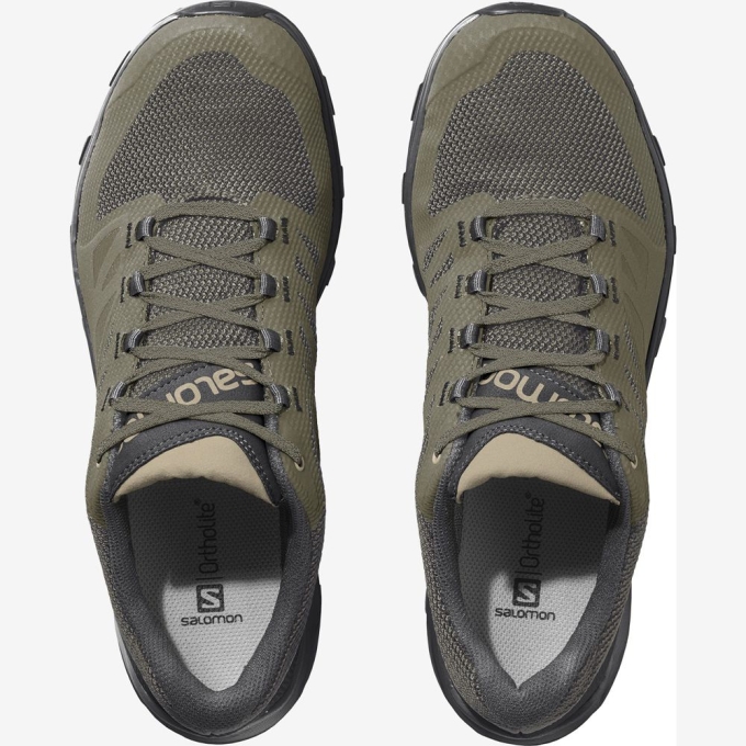 Olive Green Salomon OUTLINE GORE-TEX Men's Hiking Shoes | AE-237JZMC