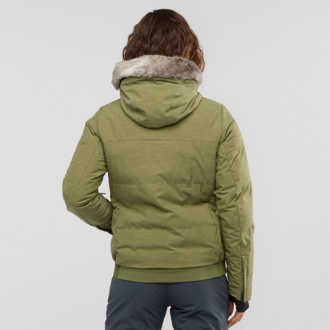 Olive Green Salomon SNUGGLY WARM W Ski Women's Jackets | AE-918XDYT