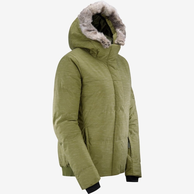 Olive Green Salomon SNUGGLY WARM W Ski Women's Jackets | AE-918XDYT