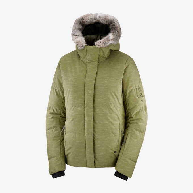 Olive Green Salomon SNUGGLY WARM W Ski Women's Jackets | AE-918XDYT