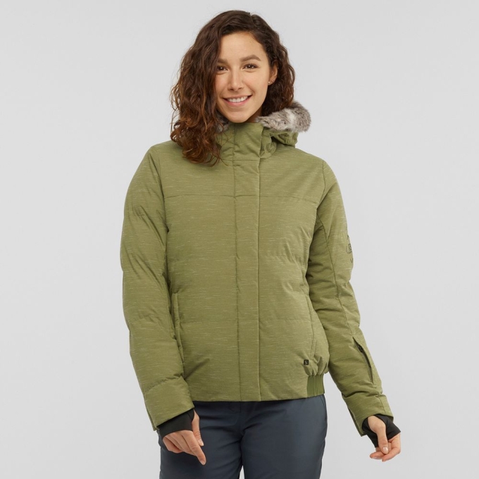 Olive Green Salomon SNUGGLY WARM W Ski Women\'s Jackets | AE-918XDYT