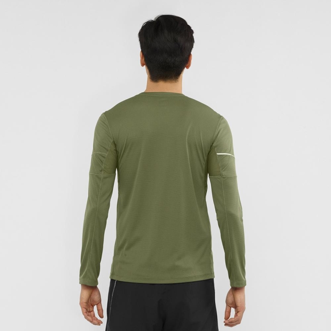 Olive Salomon AGILE LS M Men's T Shirts | AE-324PLXY