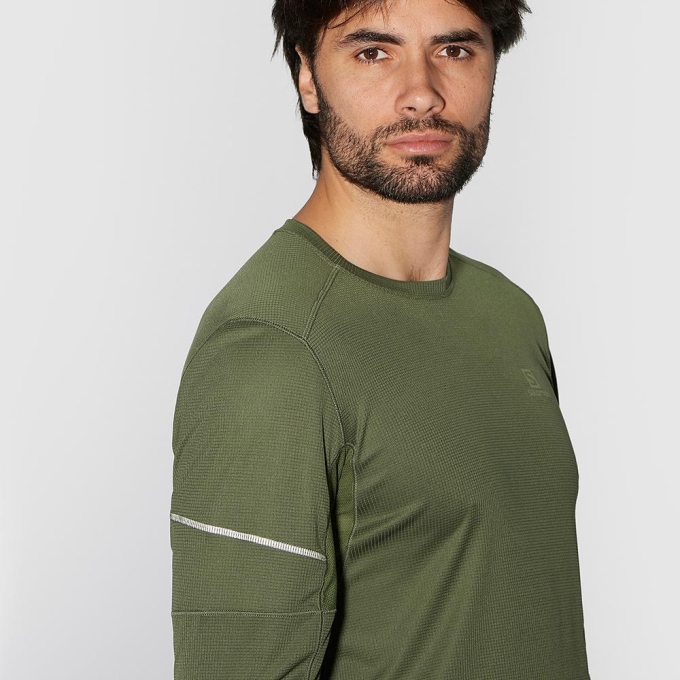 Olive Salomon AGILE LS M Men's T Shirts | AE-324PLXY