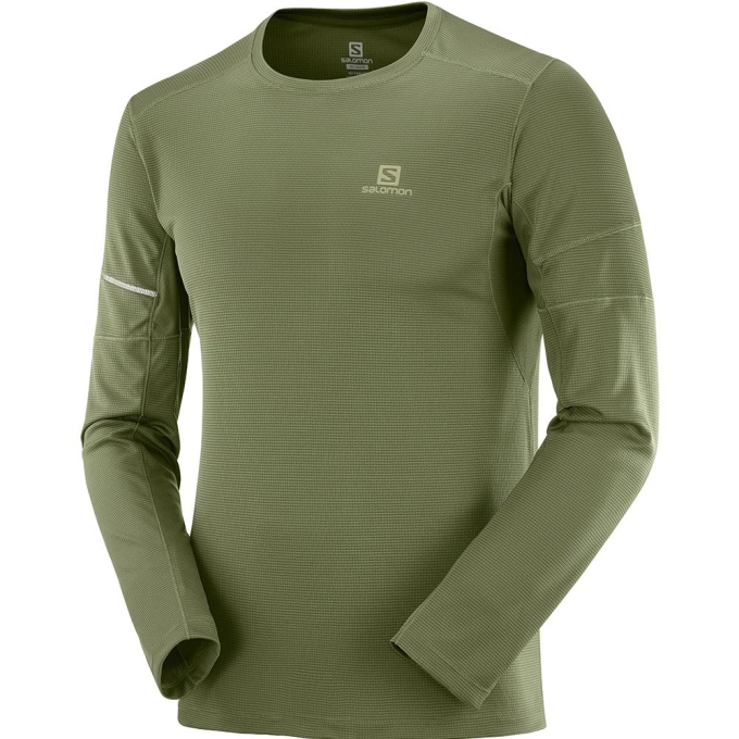 Olive Salomon AGILE LS M Men\'s T Shirts | AE-324PLXY