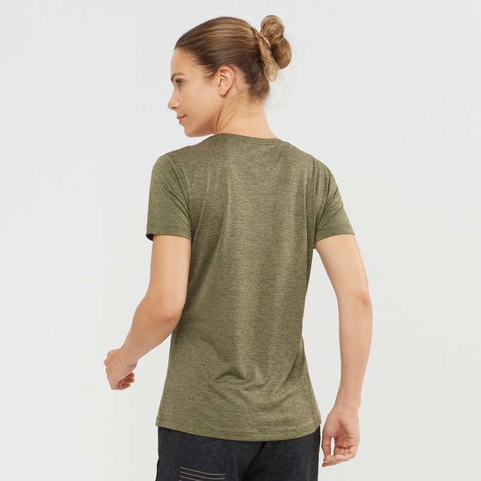 Olive Salomon AGILE Road Running Short Sleeve Women's T Shirts | AE-549NGXD