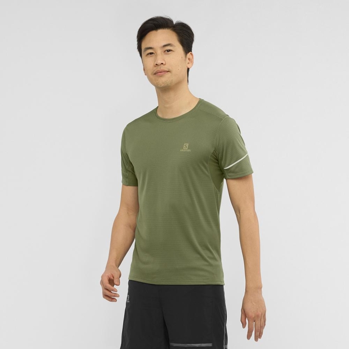 Olive Salomon AGILE SS M Men's T Shirts | AE-412RXSG