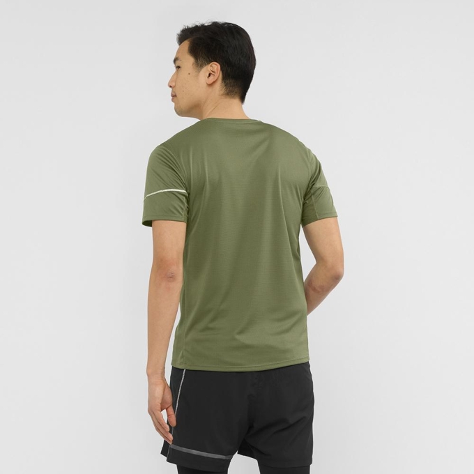 Olive Salomon AGILE SS M Men's T Shirts | AE-412RXSG