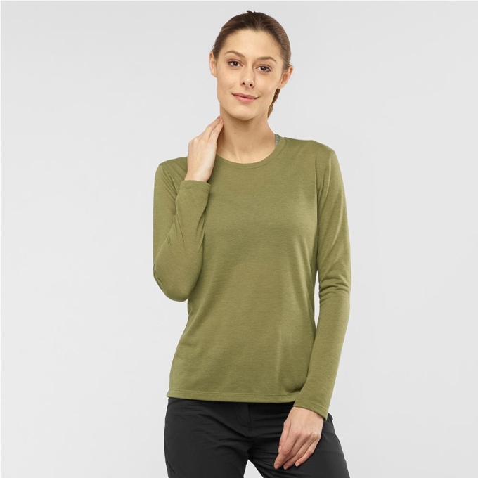 Olive Salomon COMET CLASSIC LS W Women's Midlayers | AE-547SEJZ