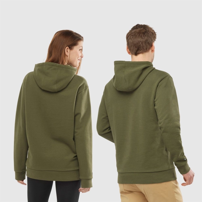 Olive Salomon OUTLIFE LOGO SUMMER Sportswear Men's Hoodie | AE-038NGWA