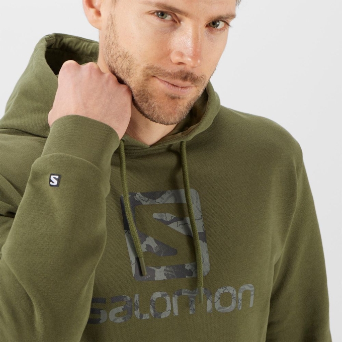 Olive Salomon OUTLIFE LOGO SUMMER Sportswear Men's Hoodie | AE-038NGWA