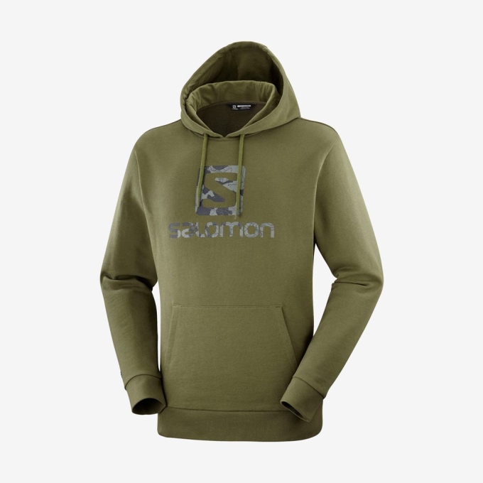 Olive Salomon OUTLIFE LOGO SUMMER Sportswear Men's Hoodie | AE-038NGWA