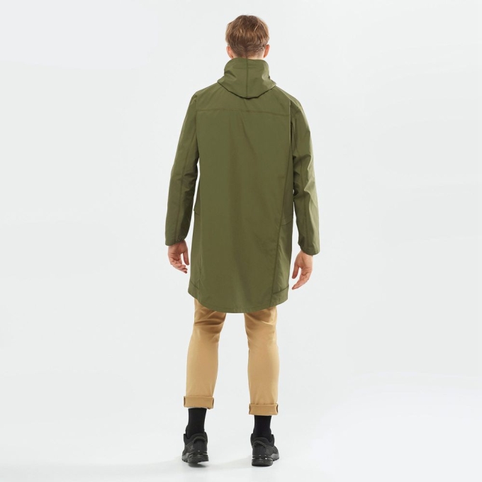 Olive Salomon OUTLIFE LONG PACKABLE Men's Windbreaker | AE-603DXOC