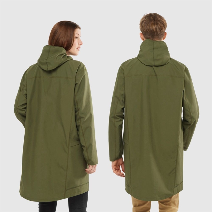 Olive Salomon OUTLIFE LONG PACKABLE Men's Windbreaker | AE-603DXOC