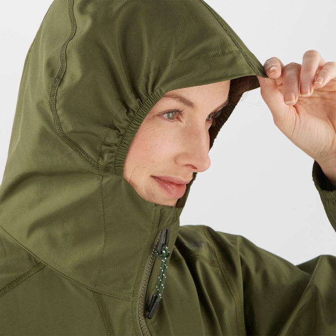 Olive Salomon OUTLIFE PACKABLE SHELL U Men's Windbreaker | AE-420KCXZ