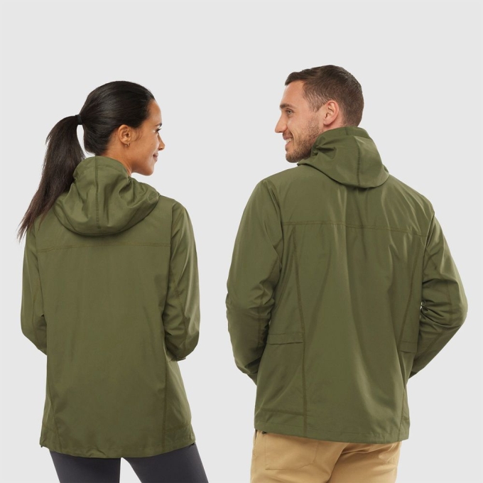 Olive Salomon OUTLIFE PACKABLE SHELL U Men's Windbreaker | AE-420KCXZ