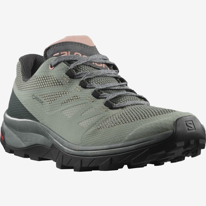 Olive Salomon OUTLINE GORE-TEX Women's Hiking Shoes | AE-093LRYH