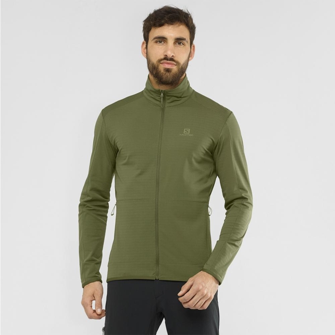 Olive Salomon OUTRACK FZ MID M Men's Midlayers | AE-391ICQB