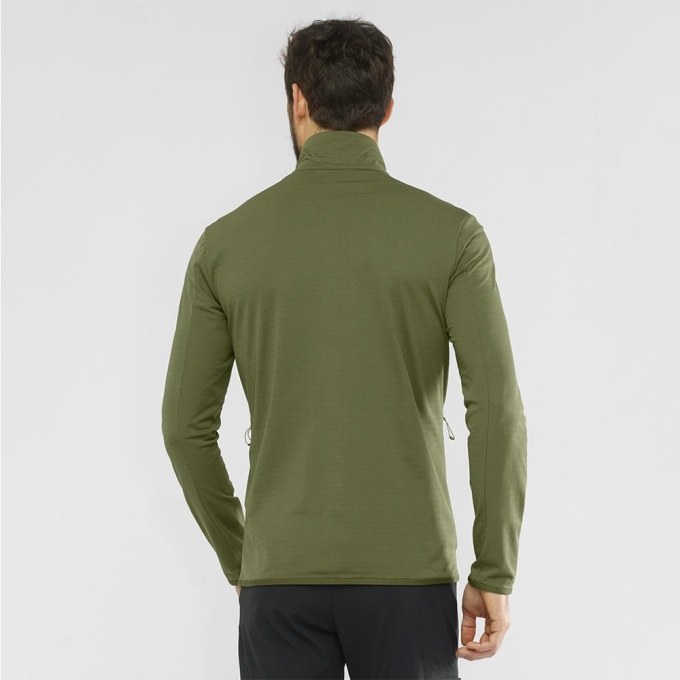 Olive Salomon OUTRACK FZ MID M Men's Midlayers | AE-391ICQB