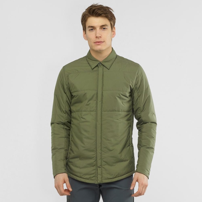 Olive Salomon SNOWSHELTER INSULATED SHIRT M Men's Midlayers | AE-397PHME