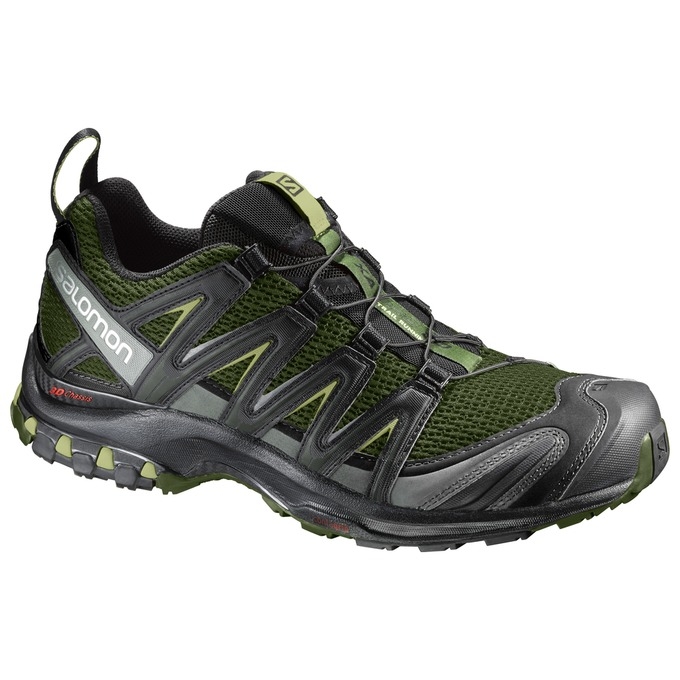 Olive / Silver Salomon XA PRO 3D Men\'s Trail Running Shoes | AE-438UNPI