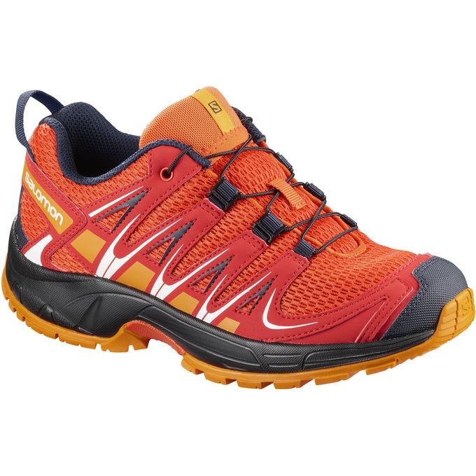 Orange / Black Salomon XA PRO 3D J Kids\' Trail Running Shoes | AE-795IKEZ