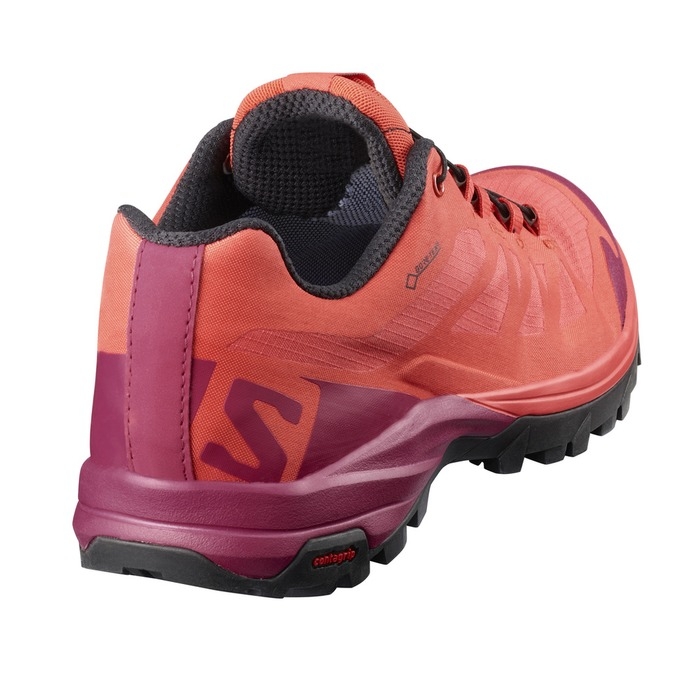 Orange / Burgundy Salomon OUTPATH GTX W Women's Hiking Shoes | AE-684MJBD