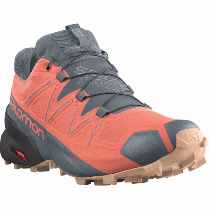 Orange / Grey Salomon SPEEDCROSS 5 GORE-TEX Women's Trail Running Shoes | AE-782GMDH