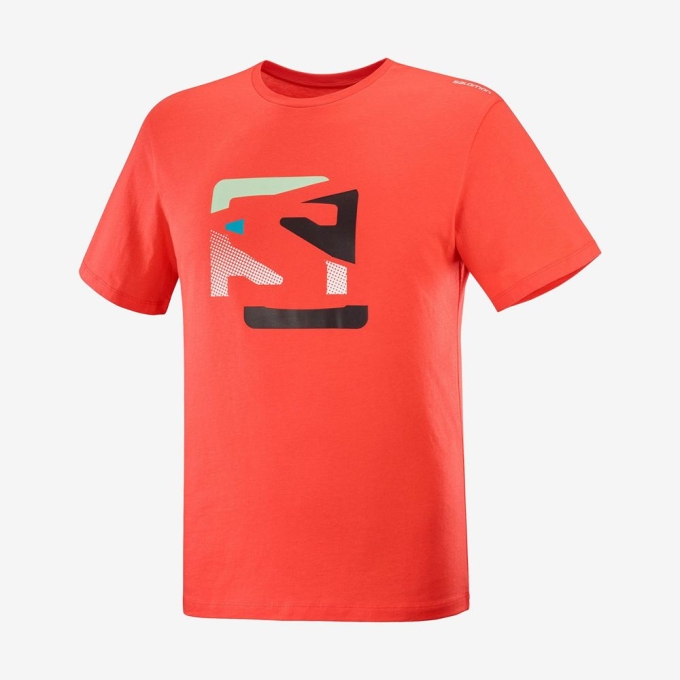 Orange Salomon OUTLIFE GRAPHIC DISRUPTED LOGO SS M Short Sleeve Men's T Shirts | AE-610AZSH