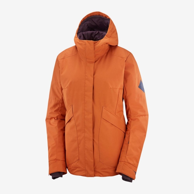 Orange Salomon SNOW REBEL Ski Women's Jackets | AE-852VDJU