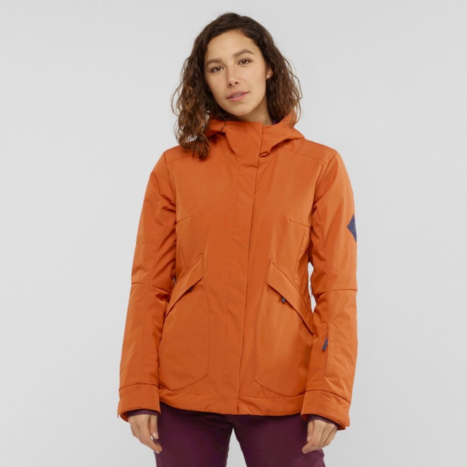 Orange Salomon SNOW REBEL Ski Women\'s Jackets | AE-852VDJU