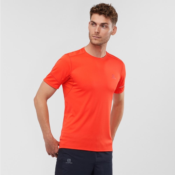 Orangered Salomon AGILE SS M Men's T Shirts | AE-981JTLD