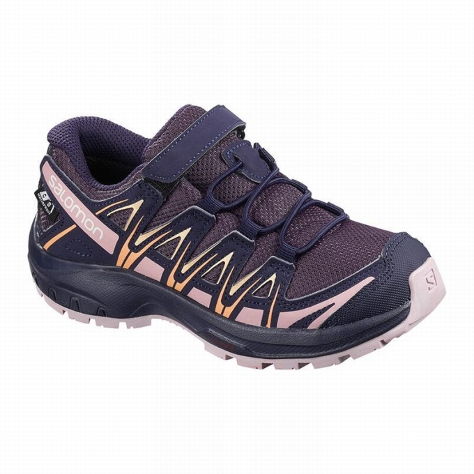 Purple / Blue Salomon XA PRO 3D CSWP K Kids\' Hiking Shoes | AE-451FLEK