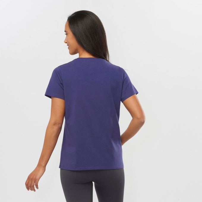 Purple Salomon OUTLIFE BIG LOGO Short Sleeve Women's T Shirts | AE-648OBFG