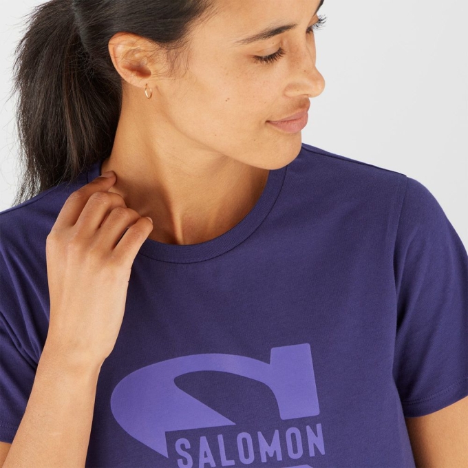 Purple Salomon OUTLIFE BIG LOGO Short Sleeve Women's T Shirts | AE-648OBFG