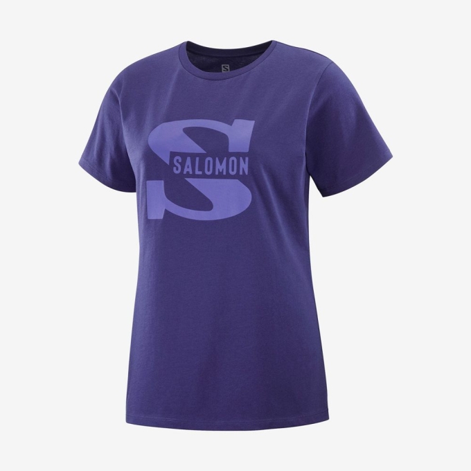 Purple Salomon OUTLIFE BIG LOGO Short Sleeve Women\'s T Shirts | AE-648OBFG