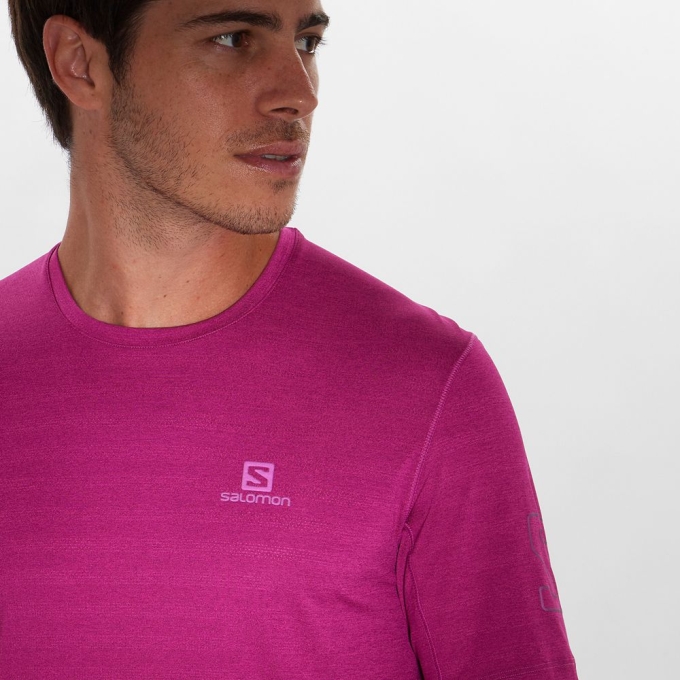 Purple Salomon OUTLINE New Trail Running Gear Men's T Shirts | AE-684ZNXF