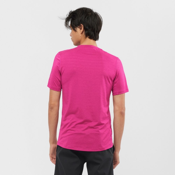 Purple Salomon OUTLINE New Trail Running Gear Men's T Shirts | AE-684ZNXF