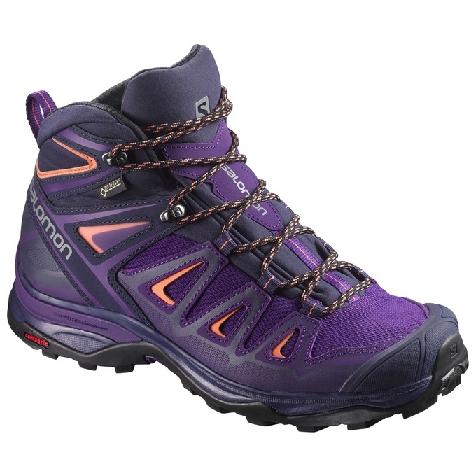 Purple Salomon X ULTRA 3 MID GTX W Women\'s Hiking Shoes | AE-253AJBN