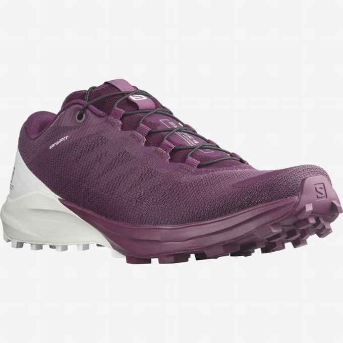 Purple / White Salomon SENSE PRO 4 Women's Trail Running Shoes | AE-841UXNV