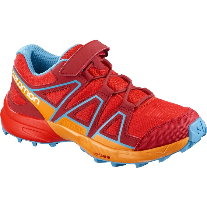 Red / Orange Salomon SPEEDCROSS BUNGEE K Kids\' Trail Running Shoes | AE-254DIWM