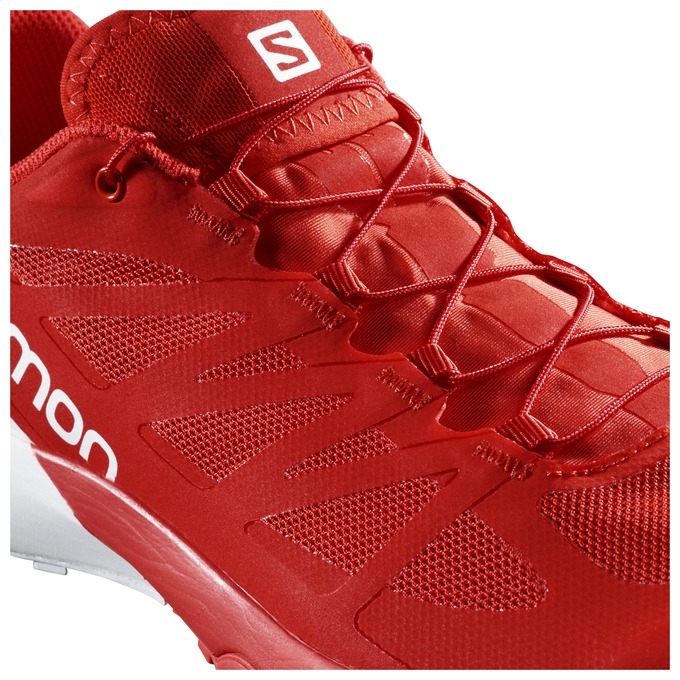 Red / White Salomon S/LAB SENSE 6 Men's Trail Running Shoes | AE-910VRAB