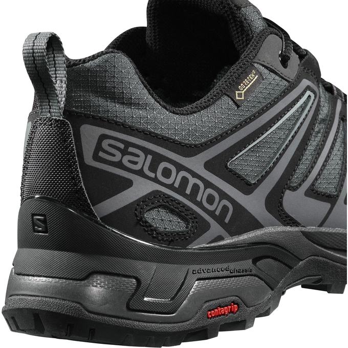 Silver / Black Salomon X ULTRA 3 PRIME GTX Men's Hiking Shoes | AE-072UJNB