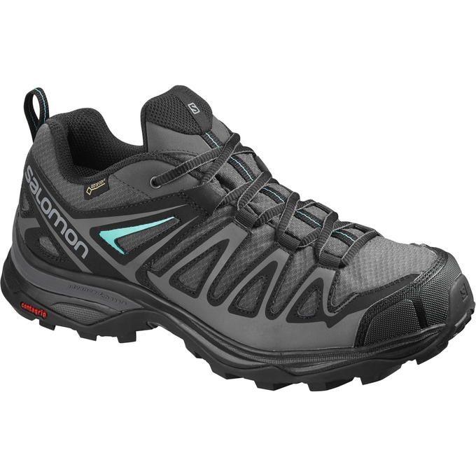 Silver / Black Salomon X ULTRA 3 PRIME GTX W Women\'s Hiking Shoes | AE-473GBRW