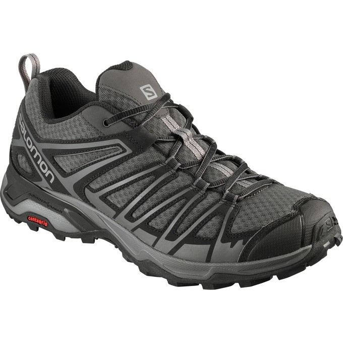 Silver / Black Salomon X ULTRA 3 PRIME Men\'s Hiking Shoes | AE-427IWSY