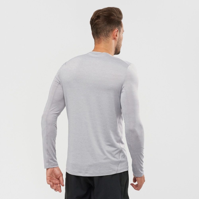 Silver Salomon OUTLINE Long Sleeve Men's T Shirts | AE-165DZBH