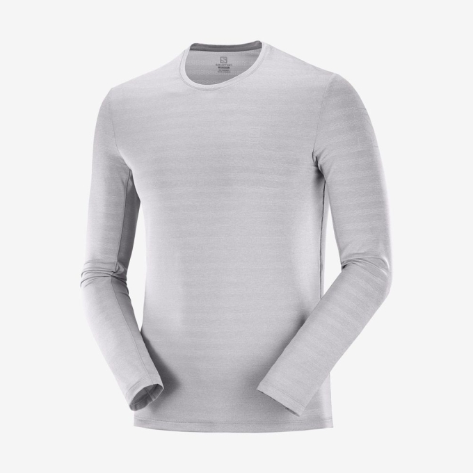 Silver Salomon OUTLINE Long Sleeve Men's T Shirts | AE-165DZBH