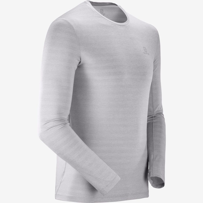 Silver Salomon OUTLINE Long Sleeve Men's T Shirts | AE-165DZBH