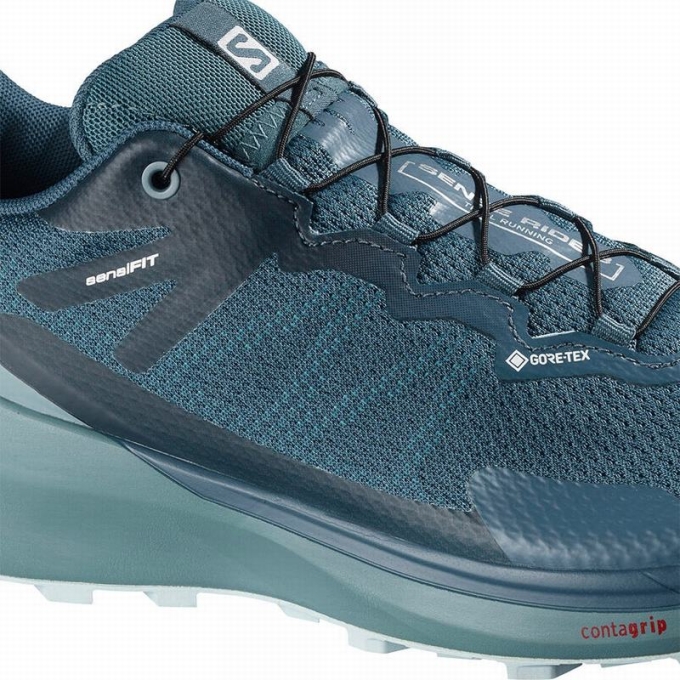 Turquoise / Blue Salomon SENSE RIDE 3 GTX INVIS. FIT W Women's Running Shoes | AE-068LAOZ