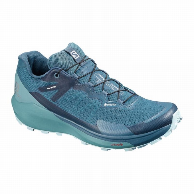 Turquoise / Blue Salomon SENSE RIDE 3 GTX INVIS. FIT W Women\'s Running Shoes | AE-068LAOZ