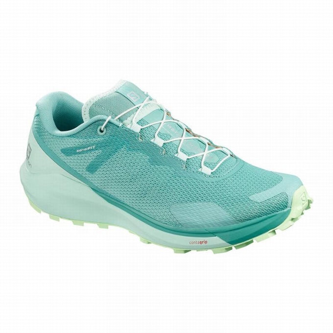 Turquoise / Green Salomon SENSE RIDE 3 W Women\'s Running Shoes | AE-721RQIB